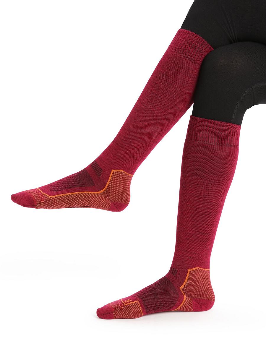 Cherry / Clove Icebreaker Merino Ski+ Ultralight Over the Calf Women\'s Socks | AU 1441TCEV